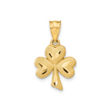 14k Yellow Gold Shamrock Pendant with Textured Three-Leaf Clover Design, Celtic Irish Symbol