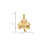 14k Yellow Gold Shamrock Pendant with Textured Three-Leaf Clover, Irish Celtic Design for Women