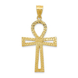 14k Yellow Gold Ankh Cross Pendant, Polished Egyptian Symbol of Life, Faith Charm for Men and Women