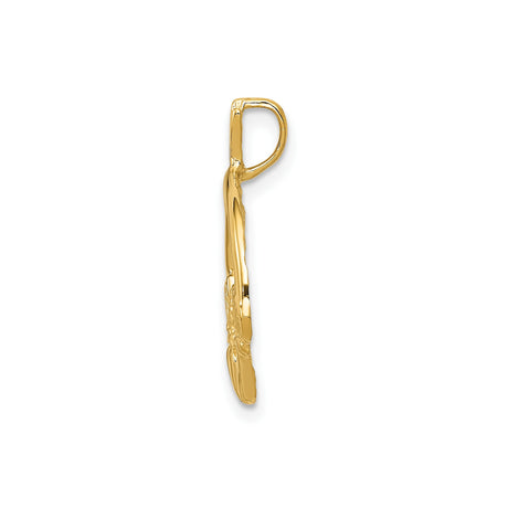 14k Yellow Gold Claddagh Pendant with Heart, Hands, and Crown Irish Symbol