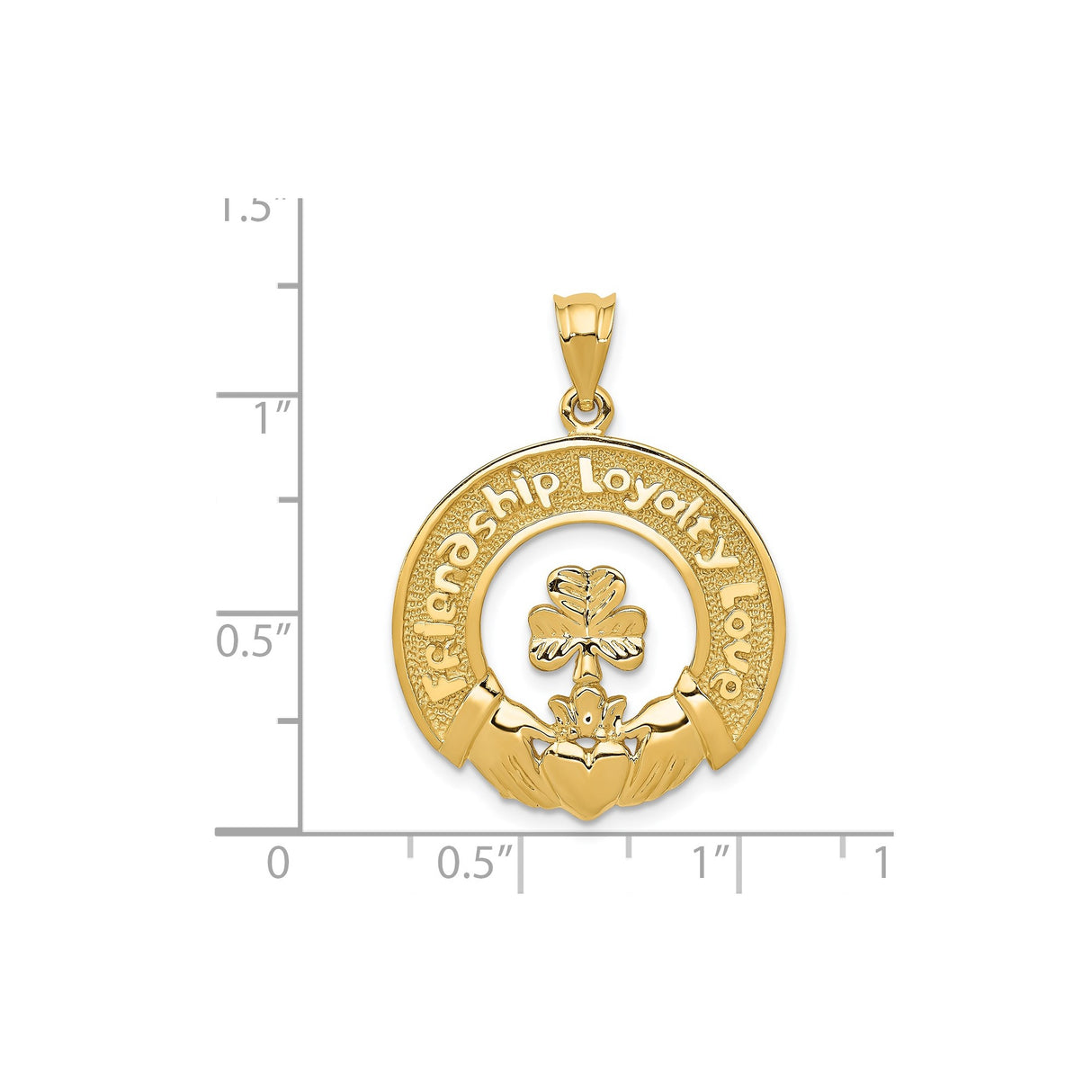 14k Yellow Gold Claddagh Pendant with Crowned Heart and Shamrock, Irish Heritage Jewelry