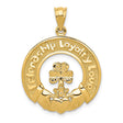 14k Yellow Gold Claddagh Pendant with Crowned Heart and Shamrock, Irish Heritage Jewelry