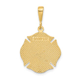 14k Yellow Gold Firefighter Maltese Cross Pendant with Fire Rescue Symbols