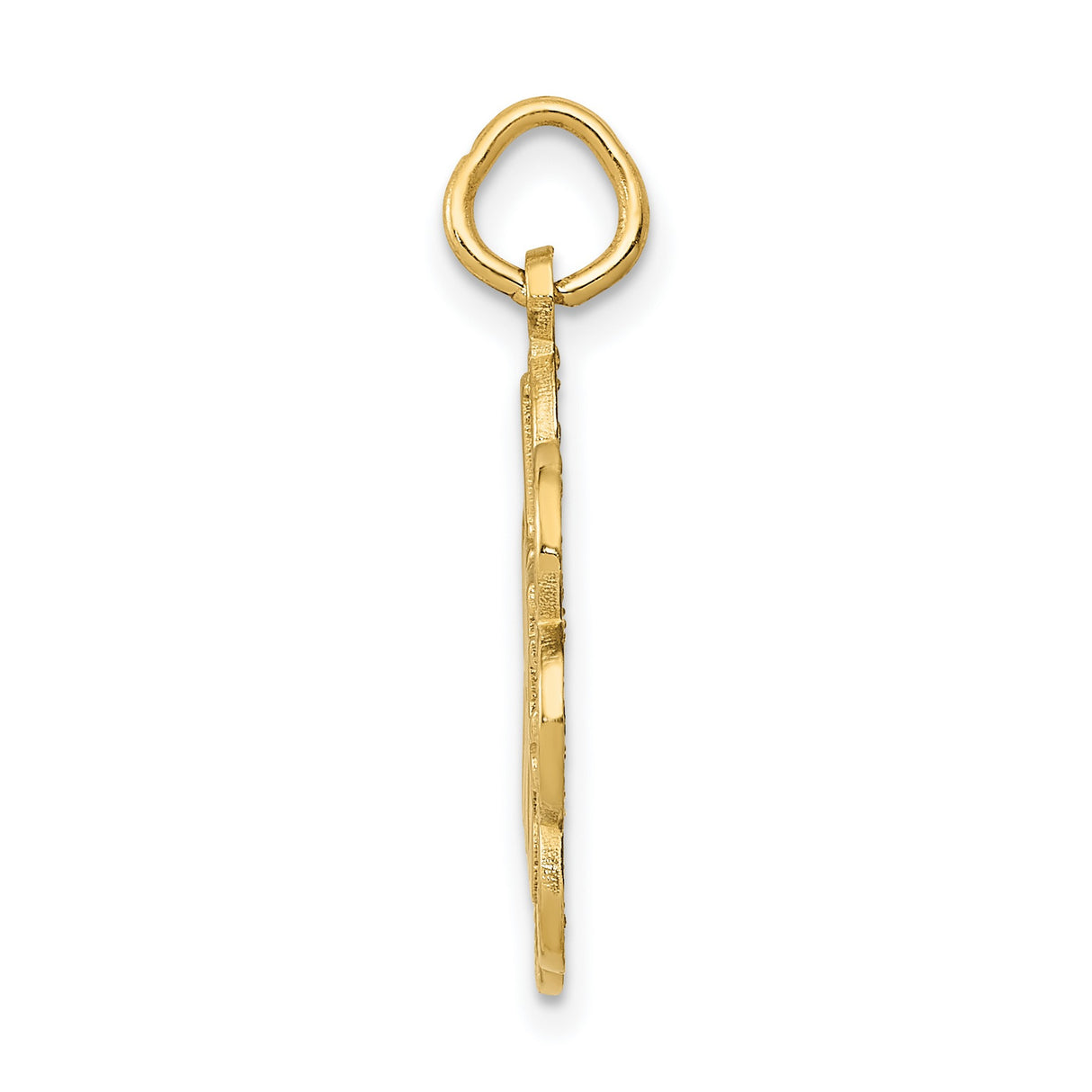 14k Yellow Gold Dog Pendant with Open Flower Outline, I Love Dogs Charm for Pet Lovers