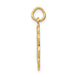 14k Yellow Gold Dog Pendant with Open Flower Outline, I Love Dogs Charm for Pet Lovers