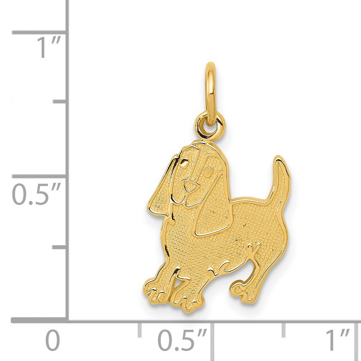 Front Profile Dachshund Dog Charm Pendant in Real 14k Yellow Gold