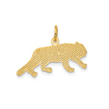 14k Yellow Gold Tiger Pendant with Detailed Walking Design, Symbol of Strength and Power