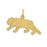 14k Yellow Gold Tiger Pendant with Detailed Walking Design, Symbol of Strength and Power
