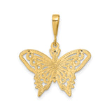 14k Yellow Gold Butterfly Pendant with Cutout Design and Intricate Wing Pattern