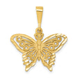14k Yellow Gold Butterfly Pendant with Cutout Design and Intricate Wing Pattern