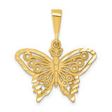 14k Yellow Gold Butterfly Pendant with Cutout Design and Intricate Wing Pattern