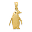 14k Yellow Gold Penguin Pendant Charm, Textured Animal Design, Symbol of Loyalty and Family