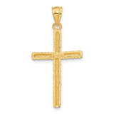 Diamond-Cut Latin Cross Charm Pendant in Real 14k Yellow Gold