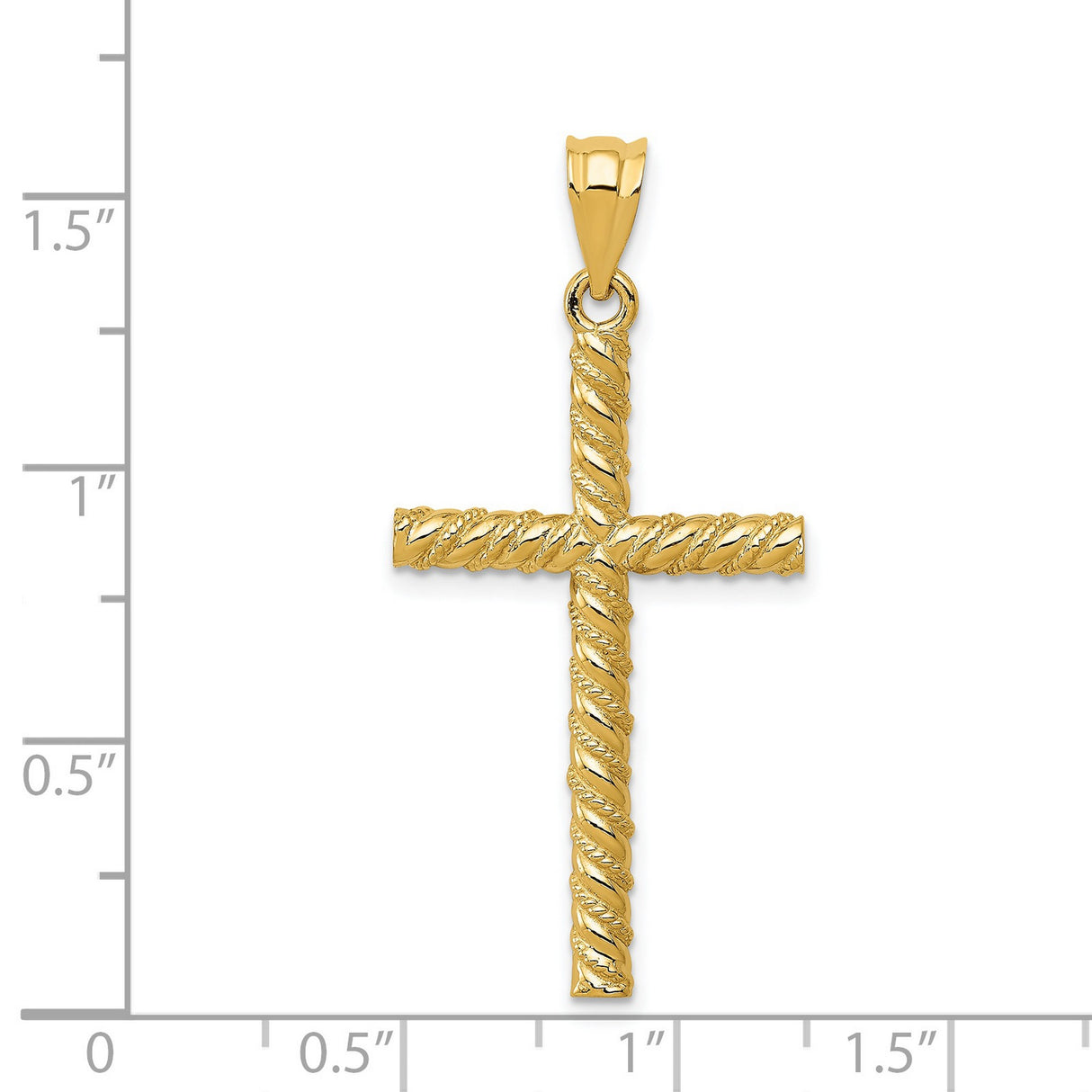 Diamond-Cut Latin Cross Charm Pendant in Real 14k Yellow Gold