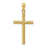 Diamond-Cut Latin Cross Charm Pendant in Real 14k Yellow Gold