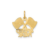 14k Yellow Gold Pendant with Crossed Checkered Racing Flags and Speed Freak Engraving