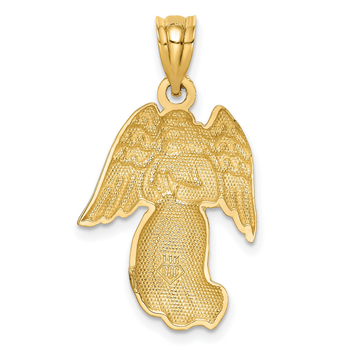 Hovering Angel In Prayer Charm Pendant in Real 14k Yellow Gold