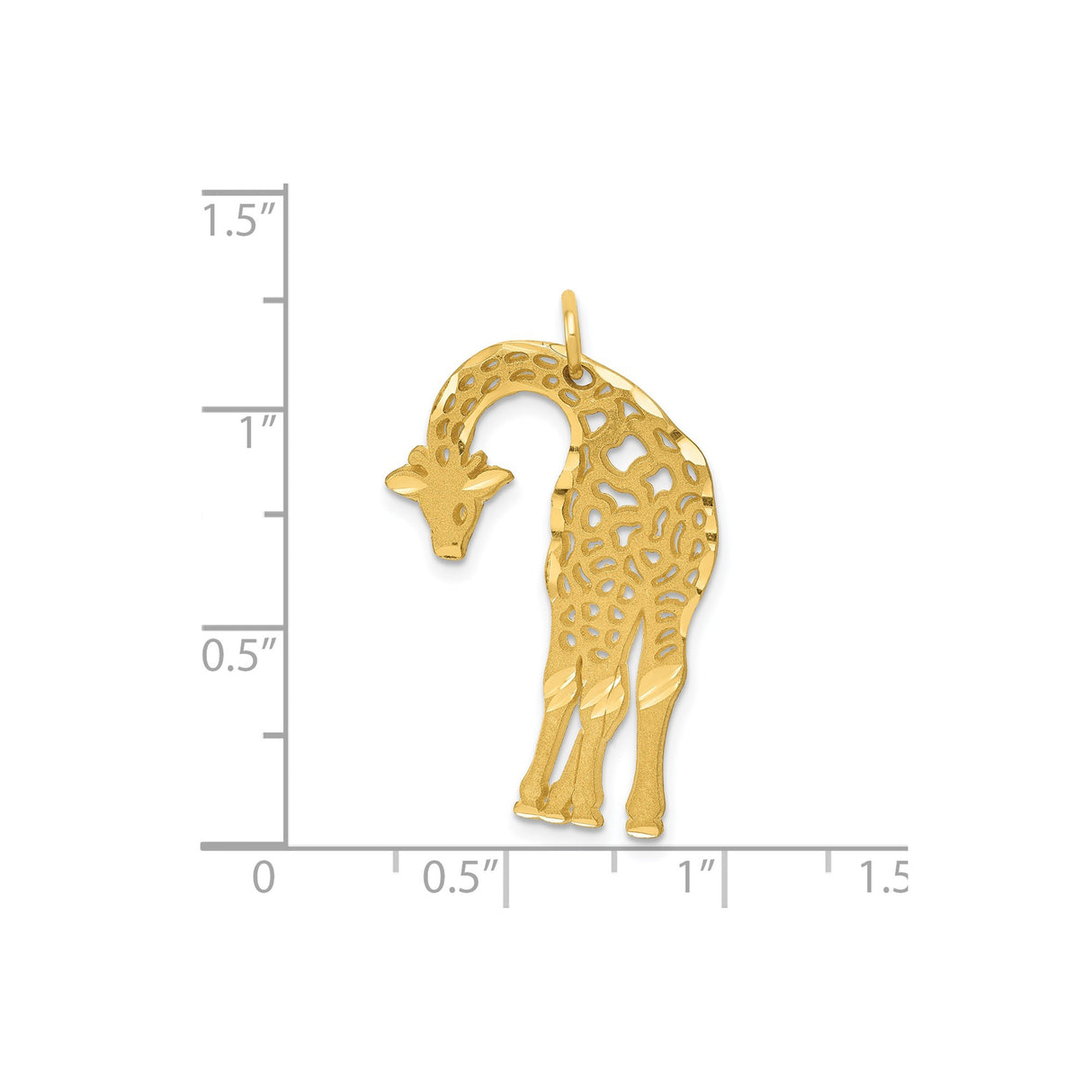 14k Yellow Gold Giraffe Pendant Charm, Cutout Animal Design, Safari Wildlife Motif