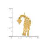14k Yellow Gold Giraffe Pendant Charm, Cutout Animal Design, Safari Wildlife Motif