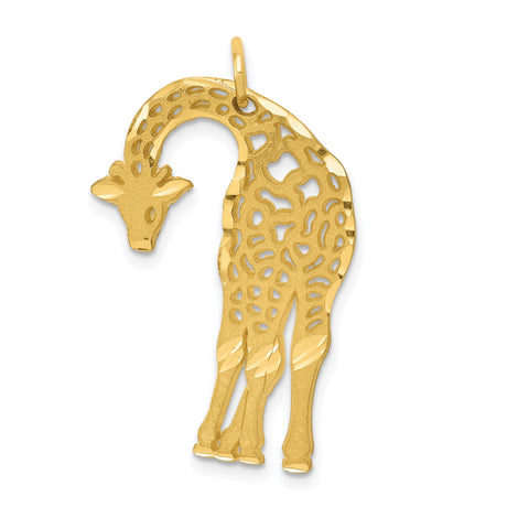 14k Yellow Gold Giraffe Pendant Charm, Cutout Animal Design, Safari Wildlife Motif