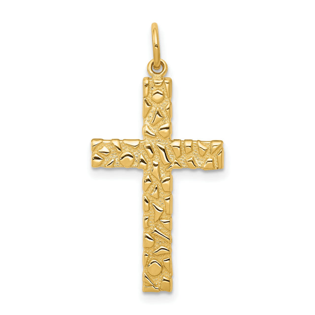 Latin Cross Charm Pendant in Real 14k Yellow Gold