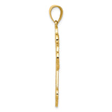 14k Yellow Gold Cross Pendant with Fleur De Lis and Greek Key Filigree Design