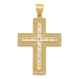 Diamond-Cut Filigree Style Latin Cross Charm Pendant in Real 14k Yellow Gold