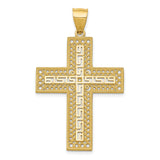 Diamond-Cut Filigree Style Latin Cross Charm Pendant in Real 14k Yellow Gold