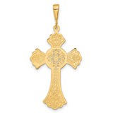 Flat Back Celtic Patonce Style Cross Charm Pendant in Real 14k Yellow Gold