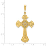 Flat Back Celtic Patonce Style Cross Charm Pendant in Real 14k Yellow Gold