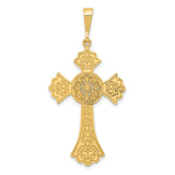 Flat Back Celtic Patonce Style Cross Charm Pendant in Real 14k Yellow Gold