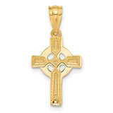 Polished Celtic Iona High Cross Beaded Charm Pendant in Real 14k Yellow Gold