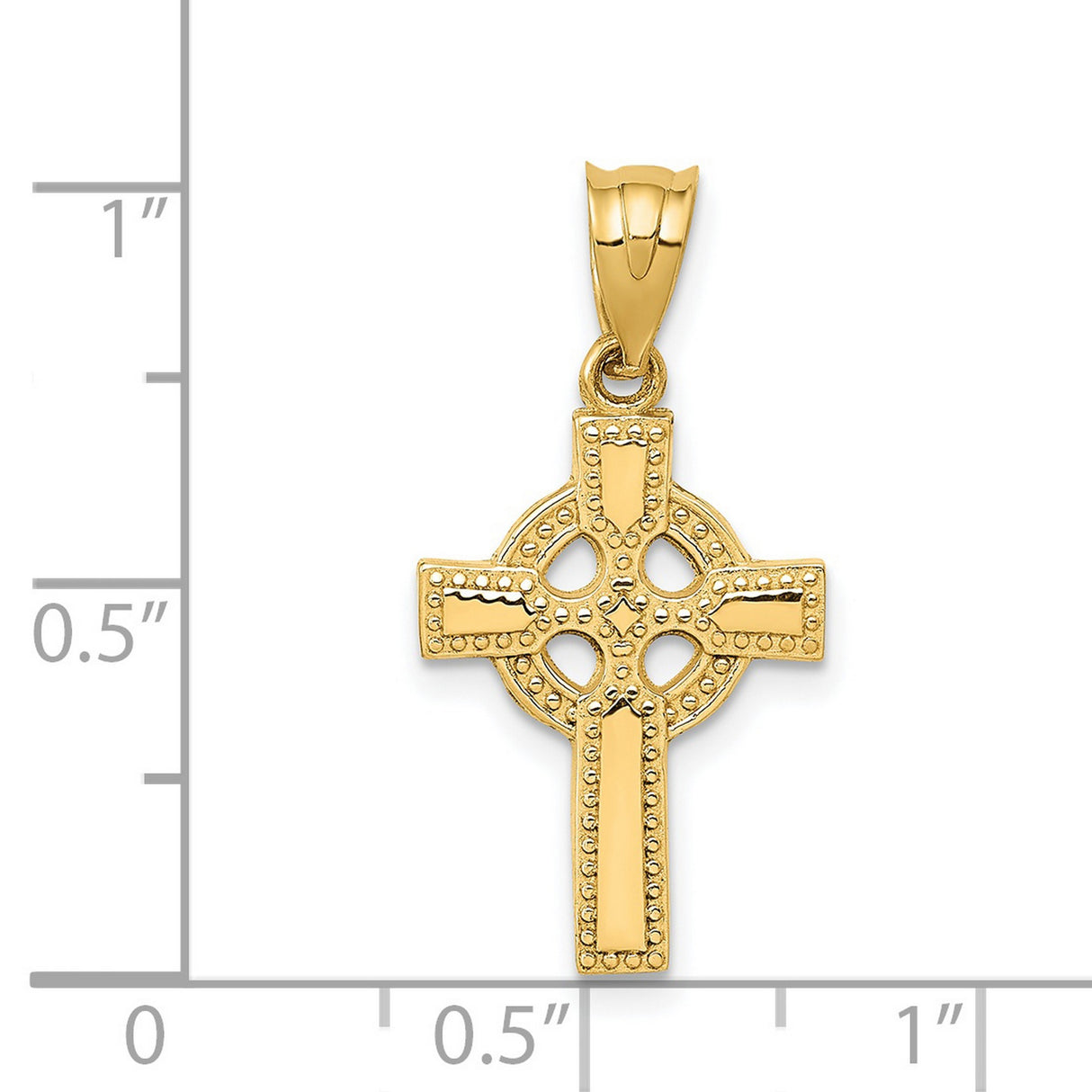 Polished Celtic Iona High Cross Beaded Charm Pendant in Real 14k Yellow Gold