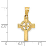 Polished Celtic Iona High Cross Beaded Charm Pendant in Real 14k Yellow Gold