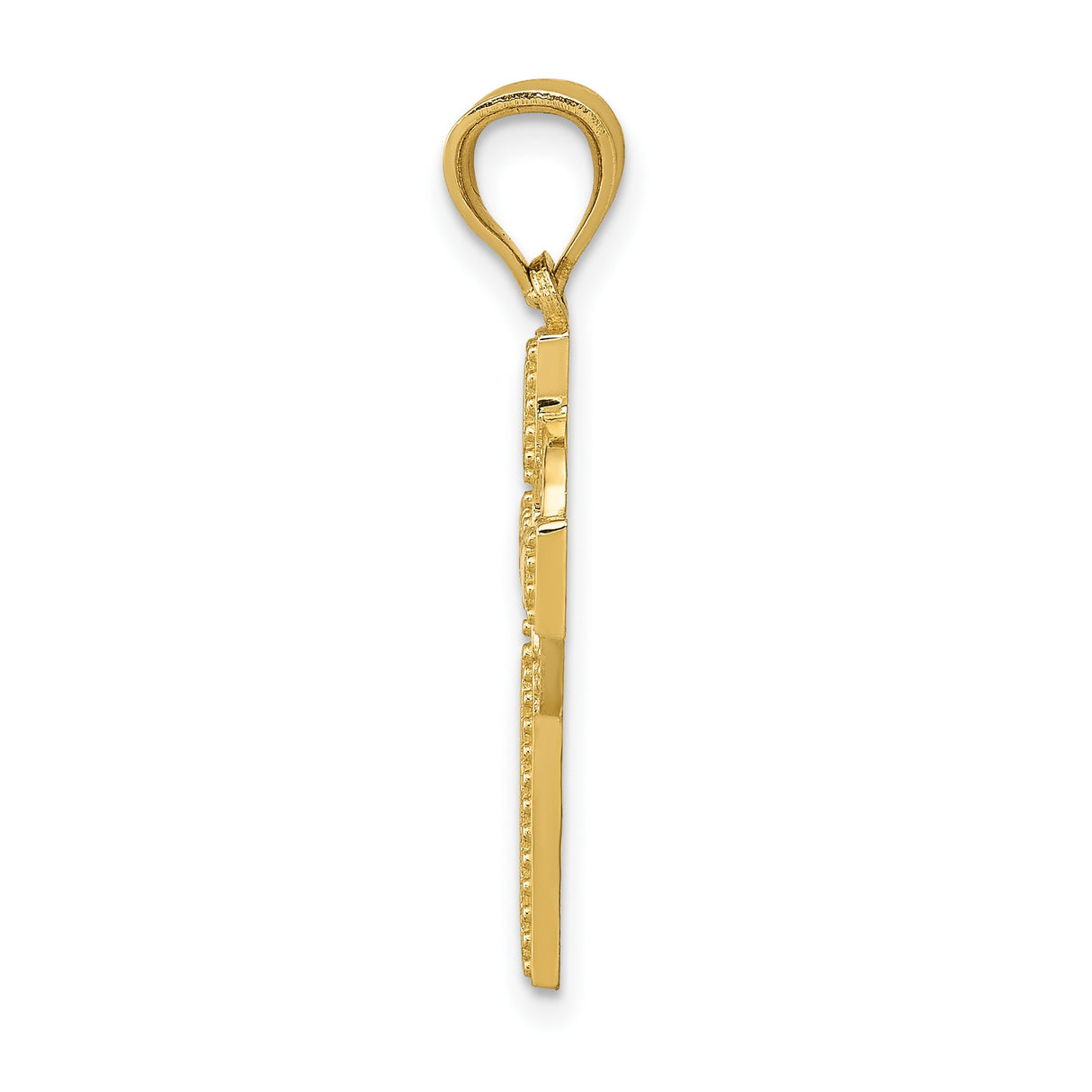 14k Yellow Gold Celtic Cross Pendant with Beaded Edge Detail, Religious Charm for Men and Women