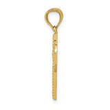 14k Yellow Gold Celtic Cross Pendant with Beaded Edge Detail, Religious Charm for Men and Women