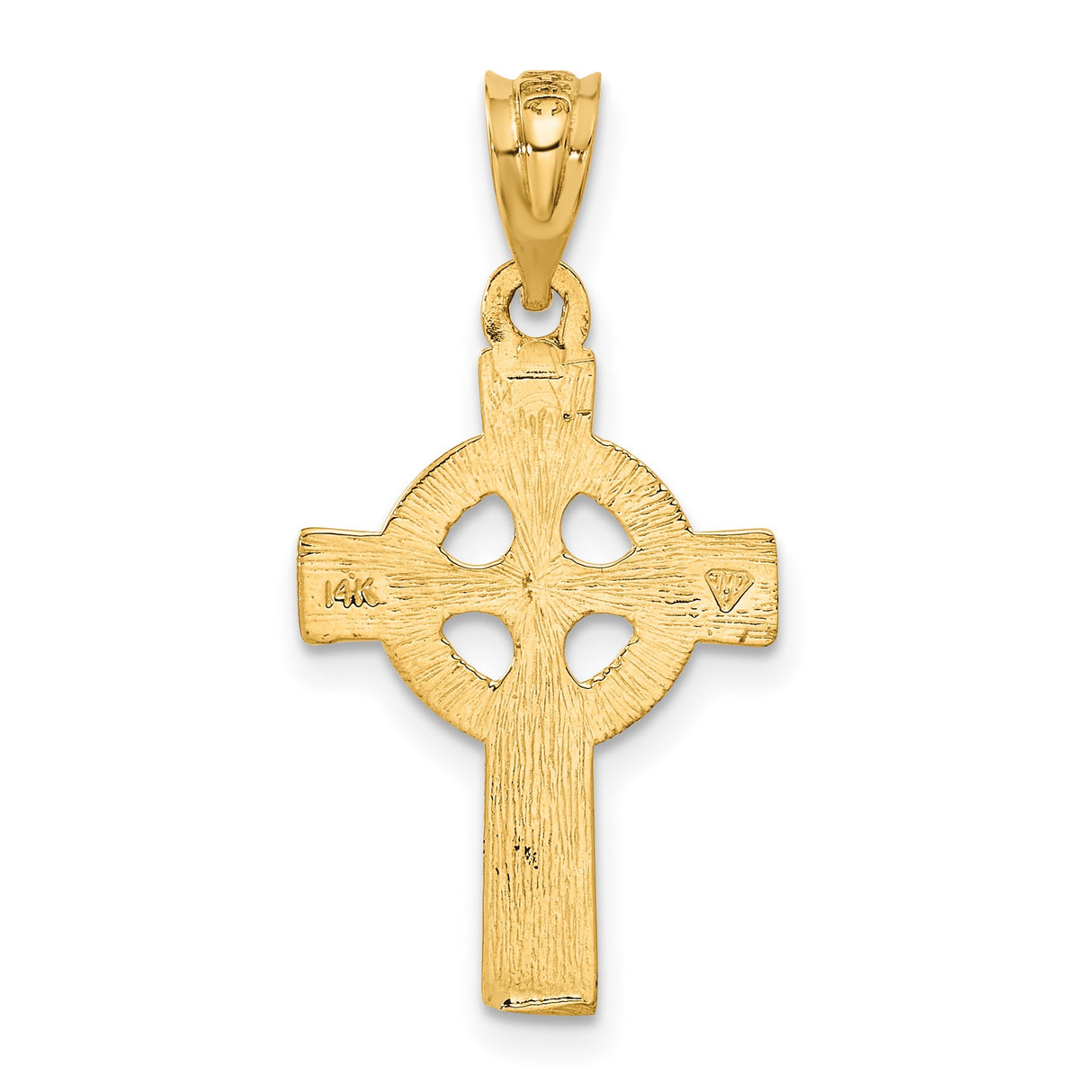 14k Yellow Gold Celtic Cross Pendant with Beaded Edge Detail, Religious Charm for Men and Women