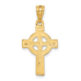 14k Yellow Gold Celtic Cross Pendant with Beaded Edge Detail, Religious Charm for Men and Women