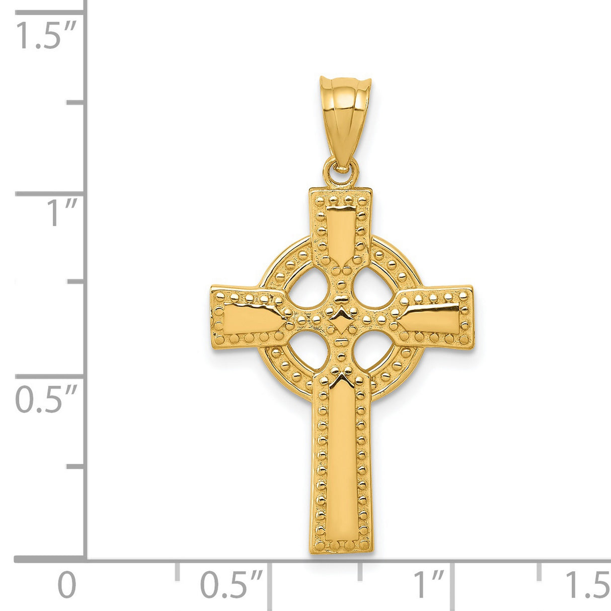 Polished Celtic Iona High Cross Beaded Charm Pendant in Real 14k Yellow Gold