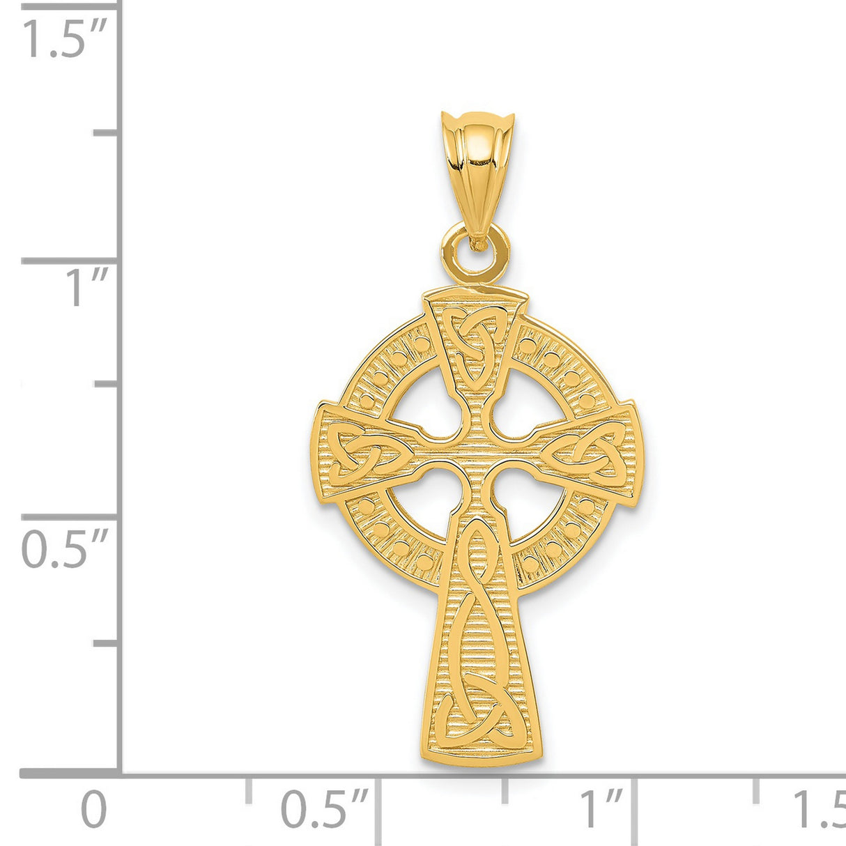14k Yellow Gold Celtic Iona Cross Pendant with Triquetra Knot Design