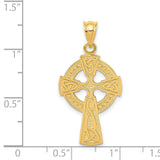 14k Yellow Gold Celtic Iona Cross Pendant with Triquetra Knot Design