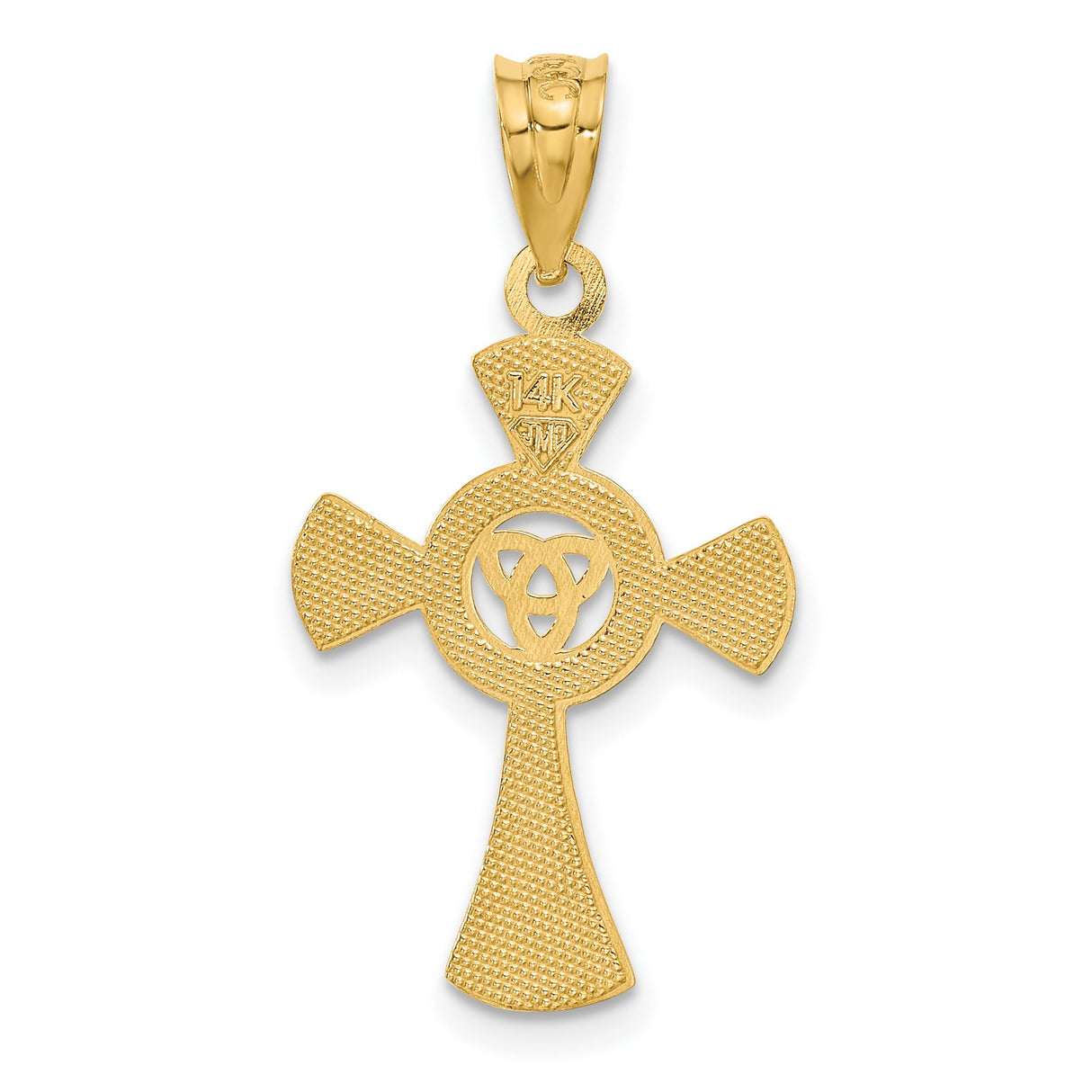 Solid Celtic Iona Cross With Triquetra Symbol Charm Pendant in Real 14k Yellow Gold