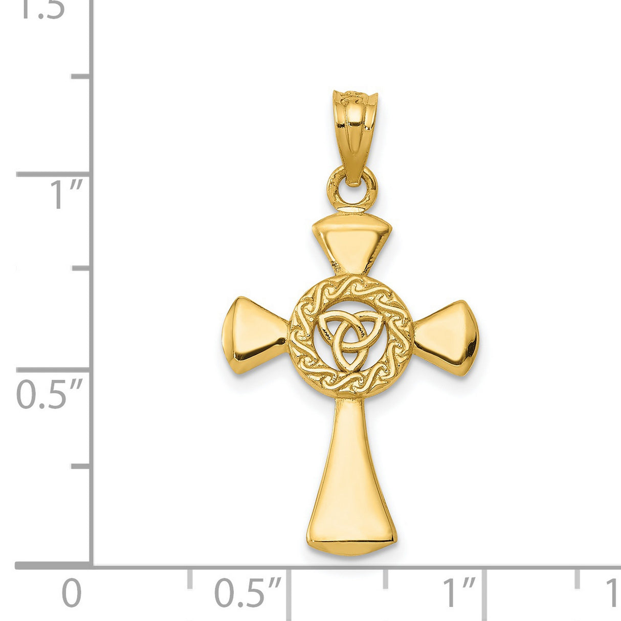 Solid Celtic Iona Cross With Triquetra Symbol Charm Pendant in Real 14k Yellow Gold