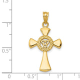 Solid Celtic Iona Cross With Triquetra Symbol Charm Pendant in Real 14k Yellow Gold