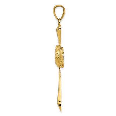 14k Yellow Gold Celtic Cross Pendant with Trinity Knot Design