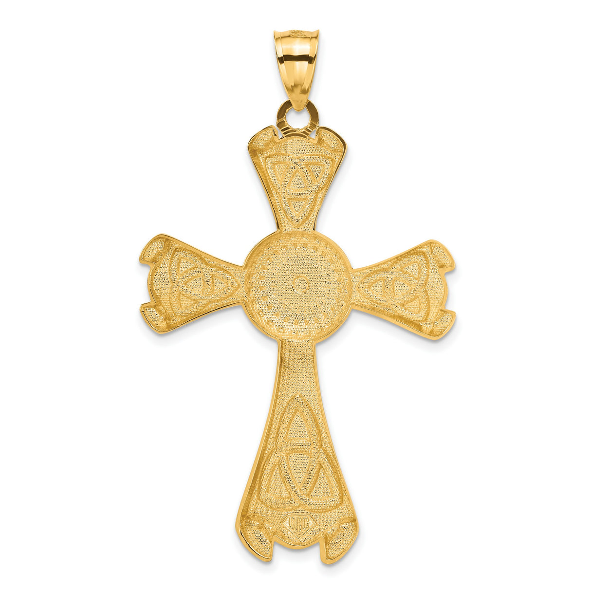 14k Yellow Gold Celtic Cross Pendant with Trinity Knot Design