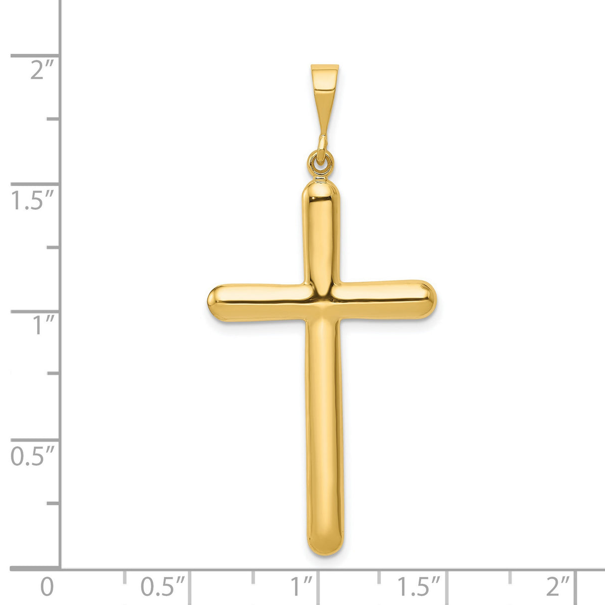 Hollow Latin Cross Charm Pendant in Real 14k Yellow Gold