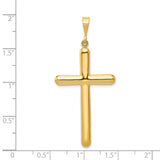 Hollow Latin Cross Charm Pendant in Real 14k Yellow Gold