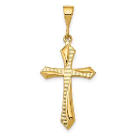 14k Yellow Gold Cross Pendant with Modern Dimensional Design for Men and Women