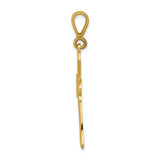 14k Yellow Gold Fleur Cross Pendant, Polished Religious Charm for Men and Women